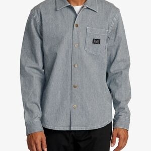 RVCA Thin Blue & White Striped Button-Front Shirt